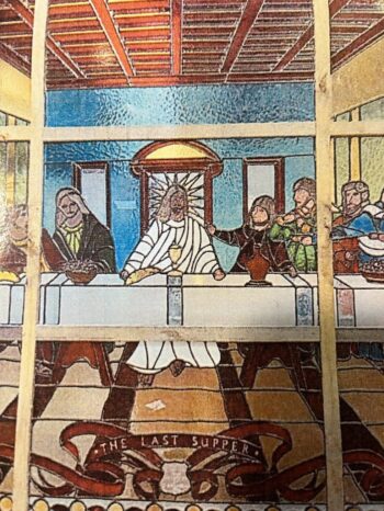 The Last Supper leadlight window close up