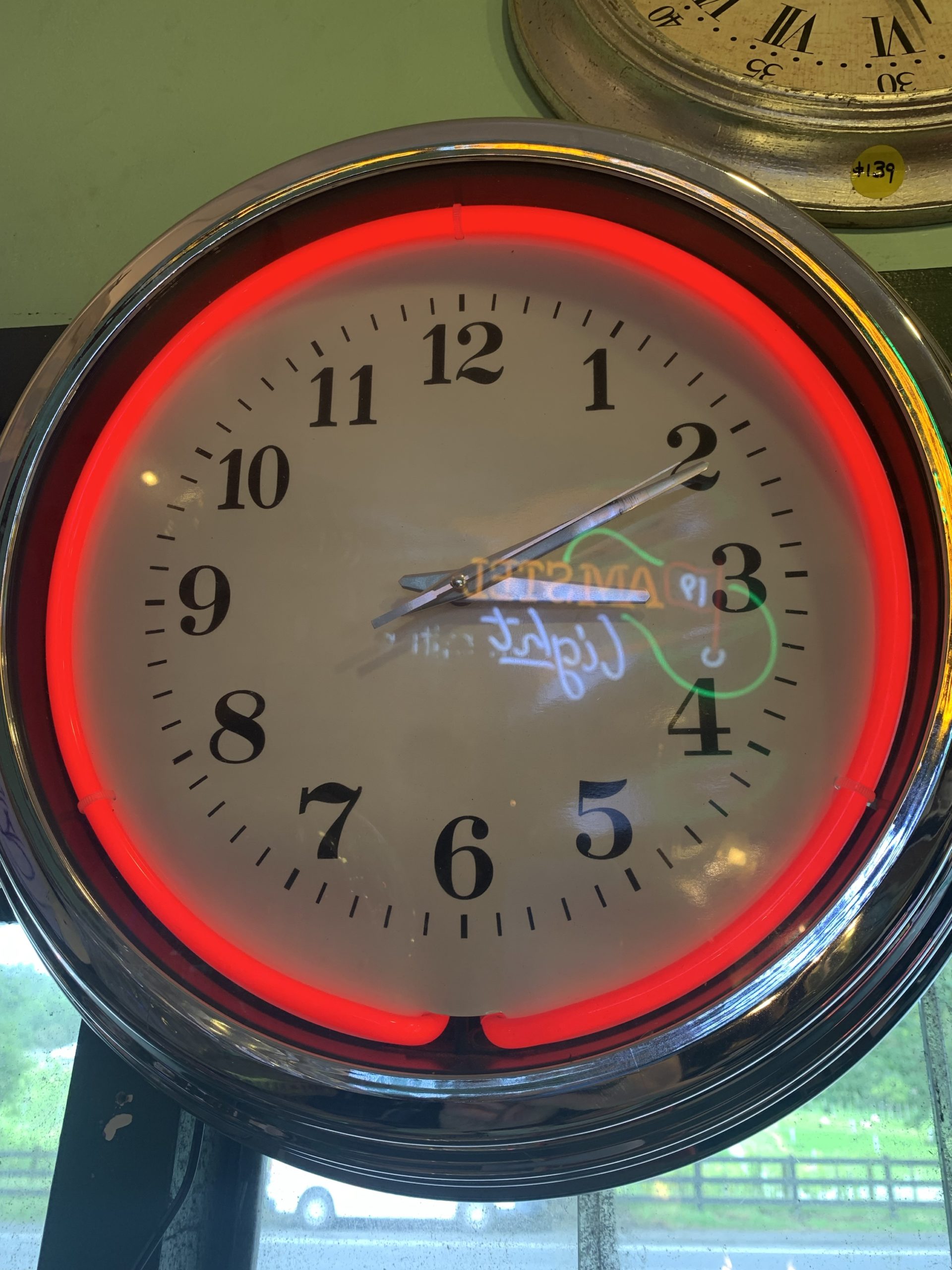 Large red neon wall clock – Just Plane Interesting